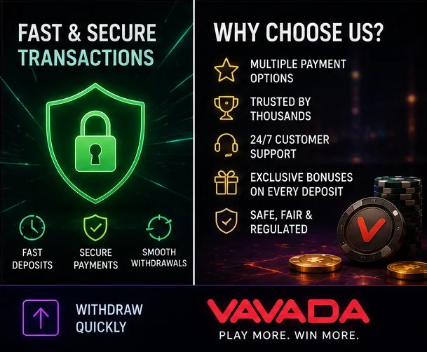 Илюстрация на депозит и теглене във Vavada - карти, електронни портфейли и крипто за играчи от България