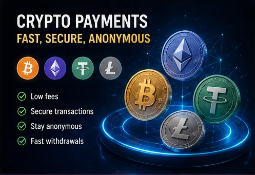 Мултивалутни портфейли за Vavada плащания - икони на криптo и фиат портфейли на синьо-лилав фон